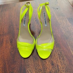 Manolo Blahnik bright yellow sandals. Size 6. Worn once.